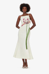 Regina Embellished Wool Blend Midi Dress - Snow