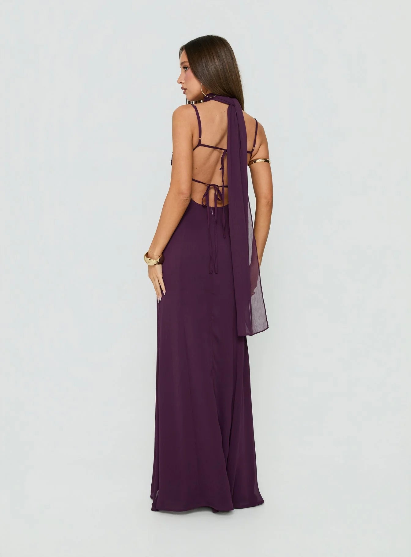 Jadira Scarf Maxi Dress Plum