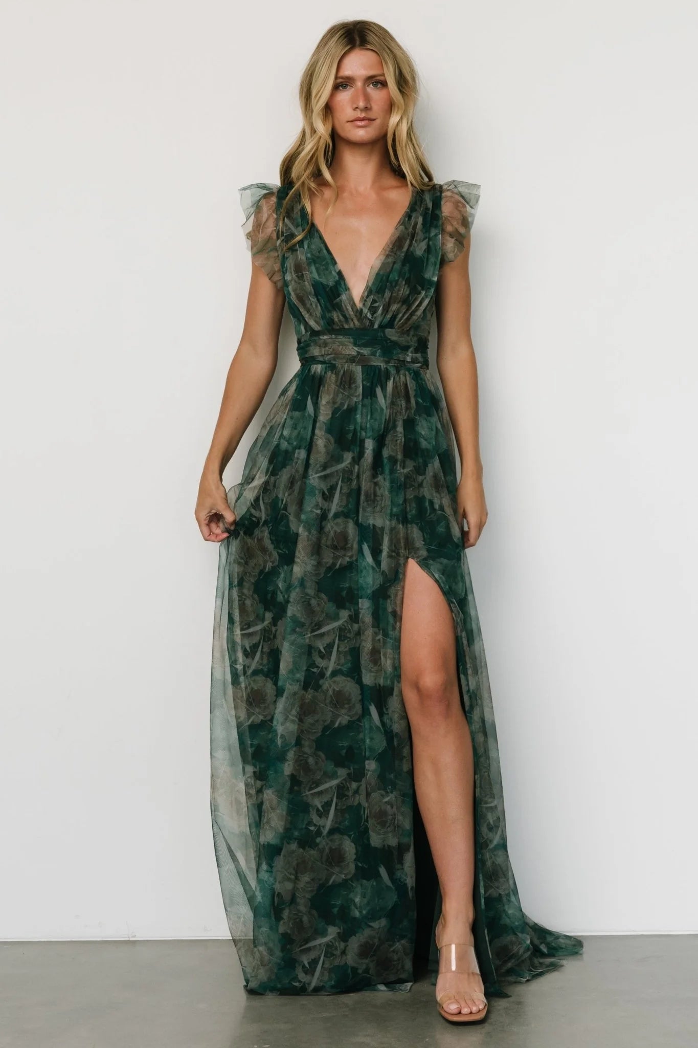 Carmine Maxi Dress | Green Floral