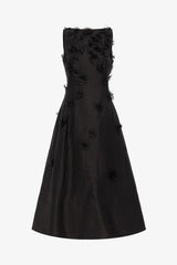 Cleo Petal Sleeveless Midi Dress - Ebony