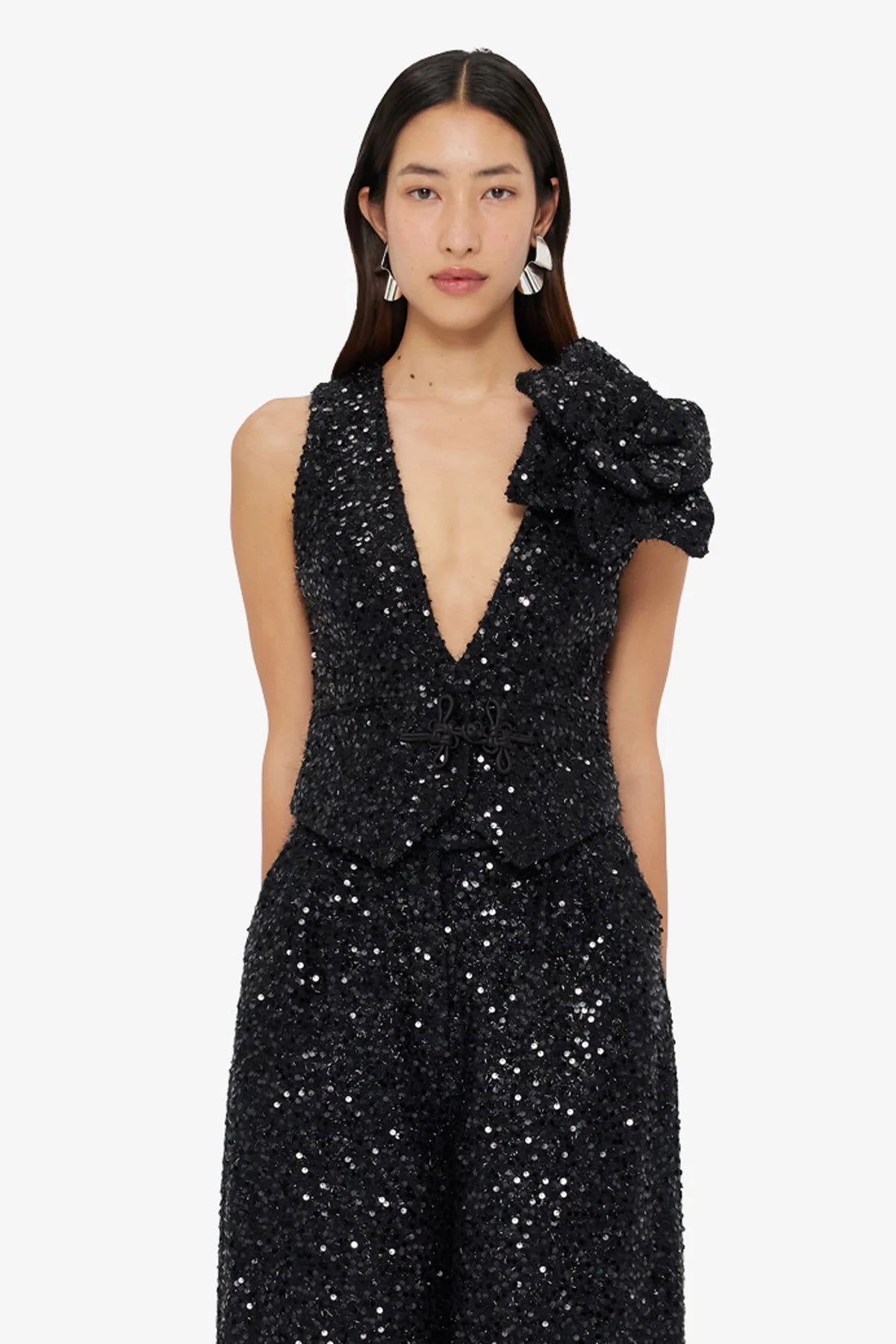 Anna-May Sequin Vest - Onyx