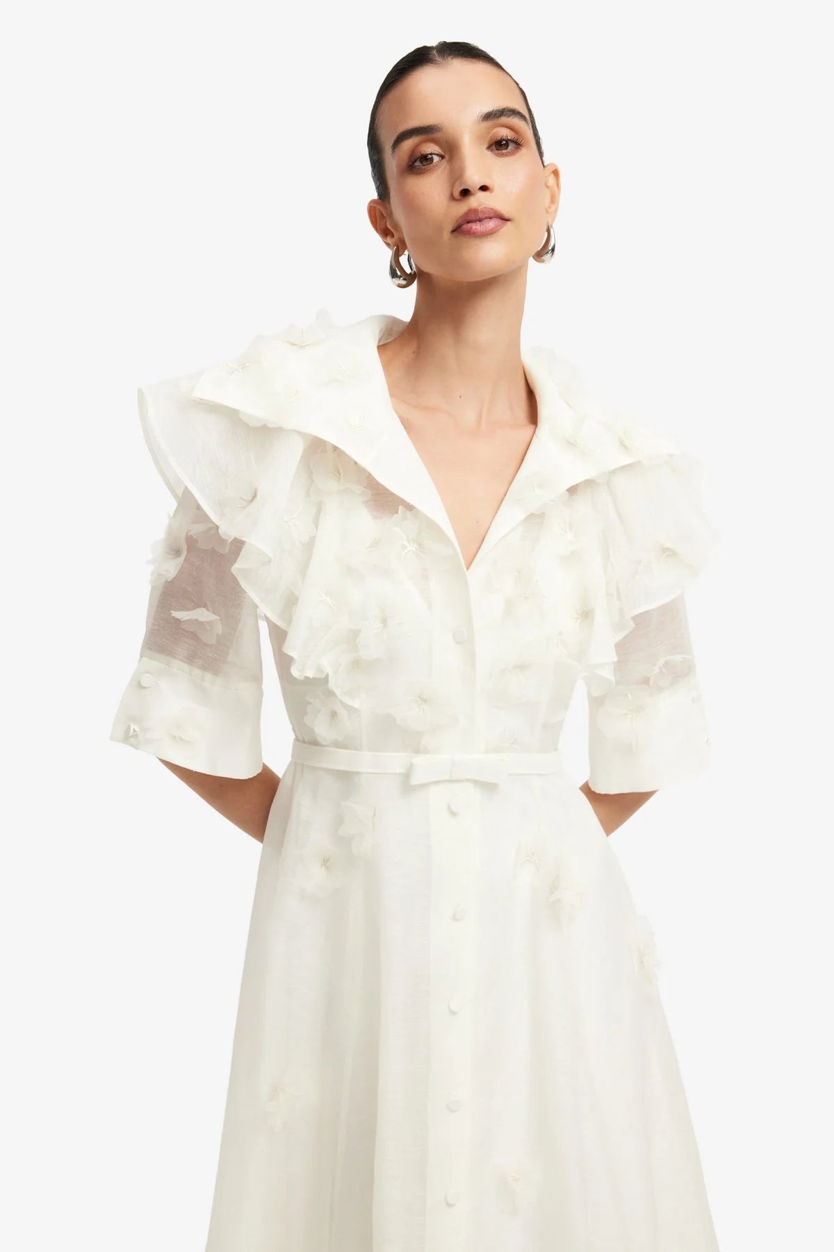Anya Petal Midi Dress - Snow