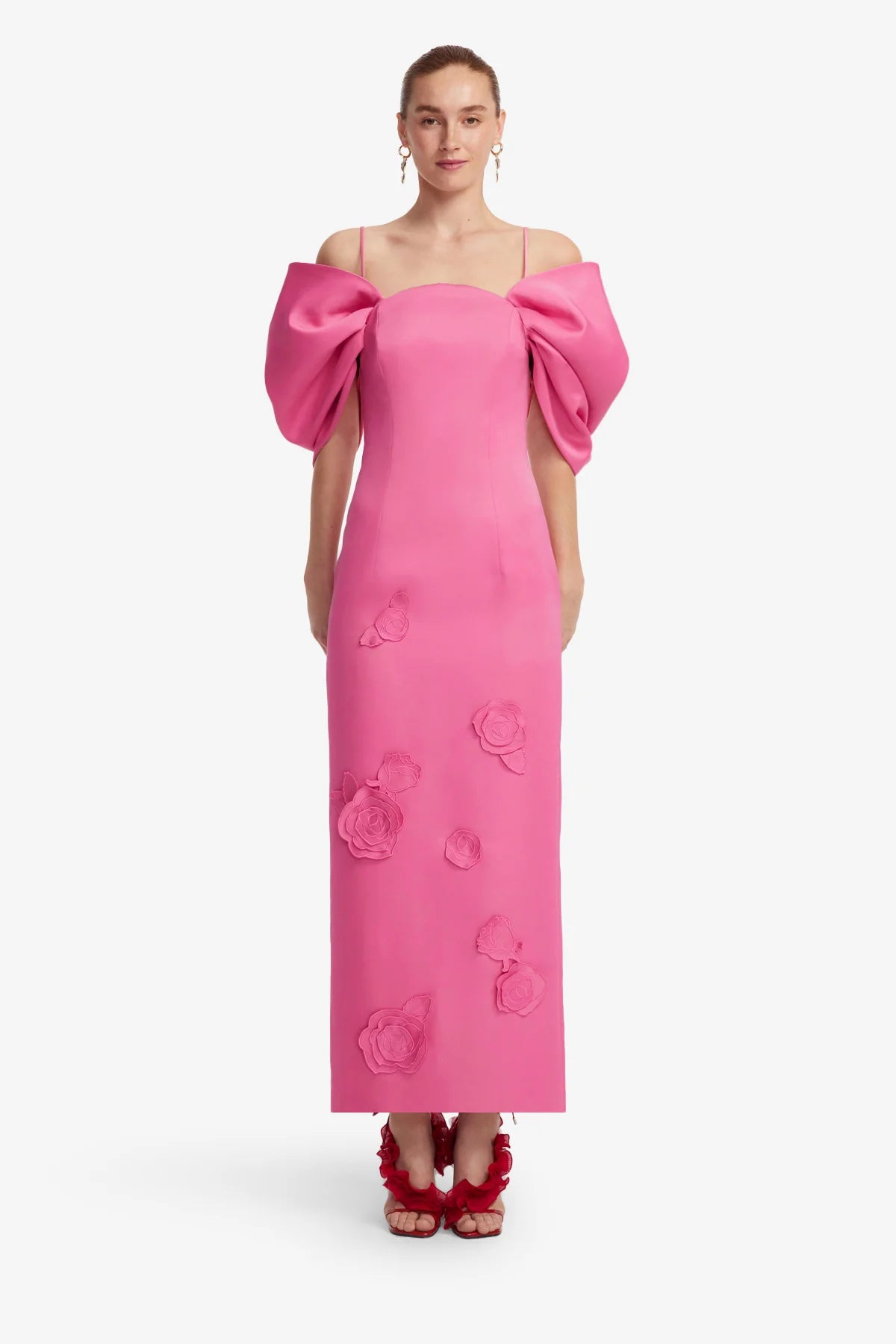 Arabella Appliqué Maxi Dress - Pink